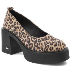 Beżowe Półbuty Karino Stylowe Obuwie Damskie Na Obcasie Panterka. Brązowe półbuty damskie Karino, bez wzorów, z jeansu, eleganckie, bez obcasa, na obcasie. Za 469.00 zł.