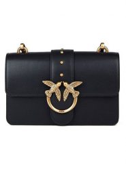 Pinko Skórzana torebka w kolorze czarnym - 21 x 13 x 7 cm rozmiar: onesize. Czarne torebki klasyczne damskie Pinko, z aplikacjami, z materiału, bez dodatków. Za 834.60 zł.