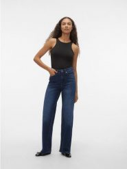 Vero Moda Dżinsy - Wide Leg fit - w kolorze granatowym rozmiar: W33/L32. Niebieskie jeansy damskie Vero Moda, z podwyższonym stanem. Za 174.95 zł.