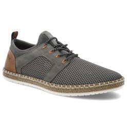 Szare Półbuty Rieker Eleganckie Obuwie Męskie. Szare buty wizytowe męskie Rieker, na lato, z gumy, bez zapięcia. Za 349.00 zł.