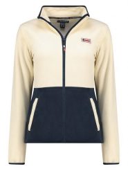 Geographical Norway Kurtka polarowa "Touki" w kolorze kremowo-granatowym rozmiar: XL. Brązowe kurtki damskie Geographical Norway, xl, bez wzorów, z polaru, bez kaptura. Za 91.34 zł.