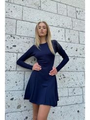 Happiness Istanbul Sukienka w kolorze granatowym rozmiar: L. Niebieskie sukienki damskie Happiness Istanbul, l, bez wzorów, bez kołnierzyka, bez ramiączek, mini, rozkloszowane. Za 60.99 zł.