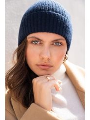INKA BRAND Kaszmirowa czapka w kolorze granatowym rozmiar: onesize. Niebieskie czapki zimowe damskie INKA BRAND, z kaszmiru. Za 197.45 zł.