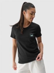 4F T-shirt regular z nadrukiem damski - czarny XS. Czarne t-shirty damskie 4f, xs, bez wzorów, z bawełny, bez kołnierzyka. W wyprzedaży za 29.99 zł.