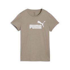 Damska koszulka z logo ESS No. 1 PUMA. Brązowe bluzki sportowe damskie Puma, l, z bawełny, bez kołnierzyka, bez ramiączek. Za 99.00 zł.