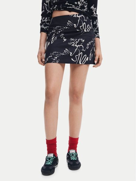 Desigual Spódnica mini 25SWFW03 Czarny Regular Fit. Czarne spódniczki damskie Desigual, l, bez wzorów, z bawełny, mini. Za 229.99 zł.