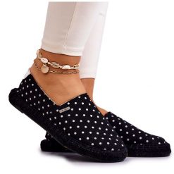 Damskie Espadryle W Groszki Big Star JJ274867 Czarne. Czarne espadryle damskie bez wzorów, z gumy, bez obcasa. Za 182.49 zł.