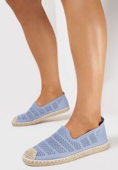 Niebieskie Espadryle z Ażurowej Siateczki Ozdobione Plecionką Lanivesa. Niebieskie espadryle damskie Born2be, w ażurowe wzory, bez obcasa. Za 44.99 zł.
