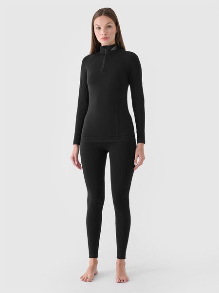 4F Bielizna termoaktywna bezszwowa z wełną Merino (dół) damska - czarna M/L. Czarna bielizna termoaktywna damska 4f, l, bez wzorów, z dzianiny. Za 299.99 zł.