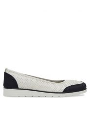 Clara Barson Baleriny WYL3650-1 Biały. Białe baleriny damskie Clara Barson, bez wzorów, ze skóry, bez obcasa. Za 79.99 zł.