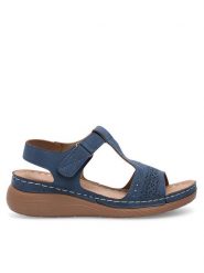 Clara Barson Sandały WYL05010-15 Granatowy. Niebieskie sandały damskie Clara Barson, bez wzorów, z syntetyku, bez obcasa, na koturnie. Za 59.99 zł.