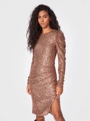 Silvian Heach Sukienka koktajlowa Vestit CVA22264VE Brązowy Slim Fit. Brązowe sukienki damskie Silvian Heach, bez wzorów, z syntetyku, wizytowe, bez kołnierzyka, bez ramiączek. Za 839.99 zł.