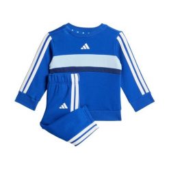Dres adidas dla niemowląt niebieski - bluza i spodnie. Niebieskie bluzy i bluzki niemowlęce Adidas, bez wzorów, z dresówki, bez ramiączek, bez kaptura. Za 223.00 zł.