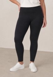 Czarne Gładkie Legginsy z Wysokim Stanem i Panelem Podkreślającym Talię Noseno. Czarne legginsy damskie Born2be, plus size, bez wzorów, z jeansu. Za 79.99 zł.