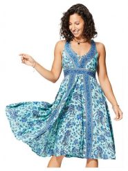 Ipanima Sukienka w kolorze błękitnym rozmiar: 38/40. Niebieskie sukienki damskie Ipanima, bez wzorów, klasyczne, bez kołnierzyka, bez ramiączek, midi, rozkloszowane. Za 87.61 zł.