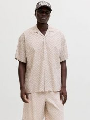 Jack & Jones Koszula "Milo" - Loose fit - w kolorze beżowym rozmiar: XL. Brązowe koszule męskie Jack & Jones, xl, bez wzorów, z bawełny, bez kołnierzyka, bez ramiączek. Za 79.03 zł.