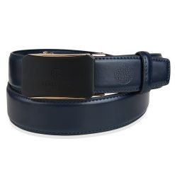 Skórzany pasek męski granatowy ELITE BETLEWSKI® granatowy 105-cm. Niebieskie paski męskie bez wzorów. Za 63.96 zł.