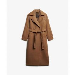 Płaszcz damski Superdry Relaxed. Brązowe płaszcze damskie Superdry., l, bez wzorów, z materiału, eleganckie. Za 850.65 zł.