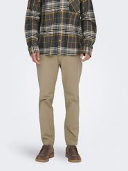 ONLY & SONS Spodnie chino w kolorze beżowym rozmiar: W32/L32. Brązowe spodnie materiałowe męskie Only & Sons, bez wzorów. Za 96.83 zł.