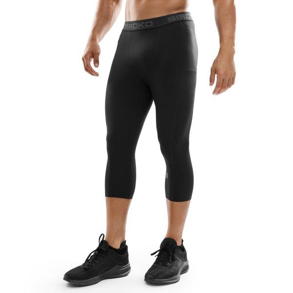 Męskie treningowe legginsy rybaczki Fitness Siroko Enlli. Czarne spodnie sportowe męskie SIROKO, z materiału. Za 127.00 zł.