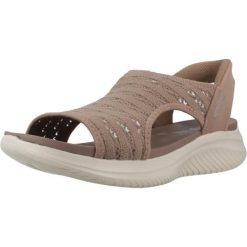 Sandały SKECHERS SLIP-INS ULTRA FLEX 3.0 SUN WARMTH Brązowy. Brązowe sandały damskie Skechers, bez wzorów, z tkaniny, bez obcasa. Za 296.99 zł.