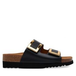 Klapki Scholl. Czarne klapki damskie Scholl, bez wzorów, bez obcasa. Za 339.99 zł.