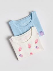 Bawełniany t-shirt 2 pack - wielobarwny. Koszulki dziewczęce Reserved, m, bez wzorów, z bawełny, bez ramiączek. Za 35.99 zł.