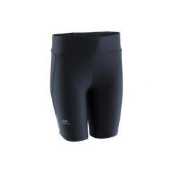 Legginsy do biegania krótkie RUN DRY damskie. Czarne legginsy damskie KALENJI, xs, bez wzorów, z elastanu. Za 29.99 zł.
