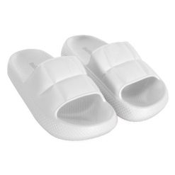 Klapki Softee z gumą balonową, białe. Białe kapcie damskie Softee, bez wzorów, z gumy, bez obcasa. Za 166.99 zł.