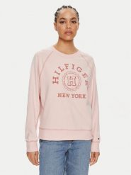 Tommy Hilfiger Bluza Varsity WW0WW41239 Różowy Regular Fit. Czerwone bluzy bez kaptura damskie Tommy Hilfiger, s, z bawełny. Za 399.99 zł.