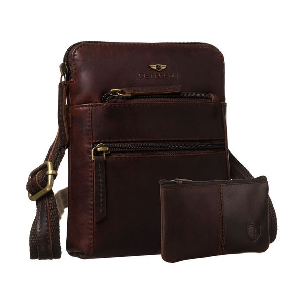 Elegancka, brązowa listonoszka męska ze skóry naturalnej z etui w zestawie PTN 1903E-OPU Peterson. Brązowe saszetki męskie Peterson, ze skóry. Za 135.99 zł.