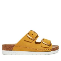 Klapki Dr. Brinkmann. Żółte klapki damskie Dr. Brinkmann, bez wzorów, bez obcasa. Za 309.99 zł.