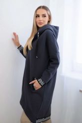 Bluza na suwak z kapturem grafitowa. Szare bluzy z kapturem damskie KESI, l, z bawełny. Za 355.46 zł.