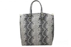 Shopperka skórzana BARBERINI'S wężowa 964-2. Białe shopper bag damskie Barberinis, bez wzorów, ze skóry, z nadrukiem, bez dodatków. Za 251.99 zł.