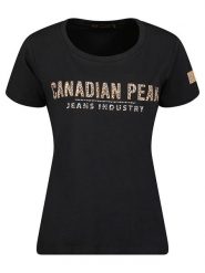 Canadian Peak Koszulka "Jolileak" w kolorze czarnym rozmiar: L. Czarne bluzki damskie Canadian Peak, l, bez wzorów, z bawełny, bez kołnierzyka, bez ramiączek. Za 74.46 zł.
