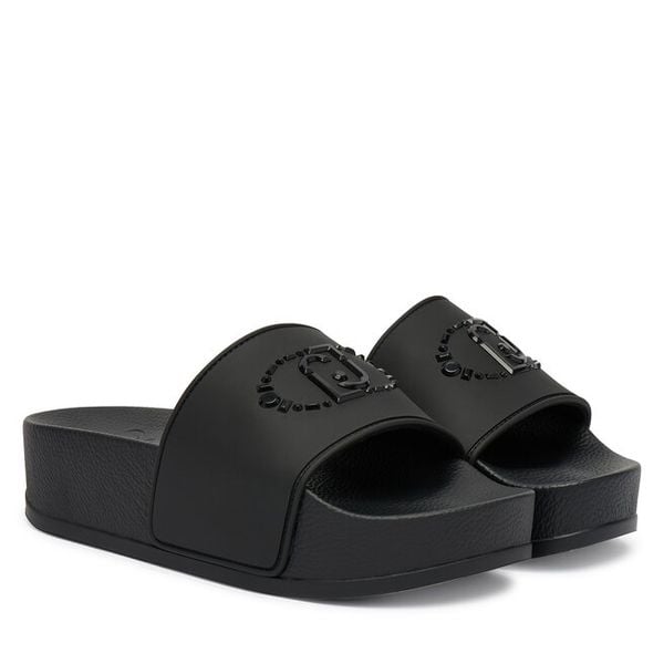 Klapki Liu Jo. Czarne klapki damskie Liu Jo, bez wzorów, bez obcasa. Za 279.99 zł.