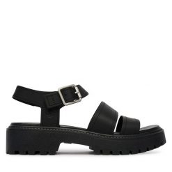 Sandały Timberland. Czarne sandały damskie Timberland, bez wzorów, bez obcasa, na płaskiej podeszwie. Za 499.99 zł.