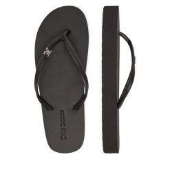 Japonki Juicy Couture. Czarne klapki damskie Juicy Couture, bez wzorów, bez obcasa. Za 69.99 zł.