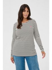 KAFFE curve Koszulka "Clia" w kolorze biało-czarnym rozmiar: XL. Białe bluzki damskie KAFFE curve, xl, bez wzorów, bez kołnierzyka. Za 104.99 zł.