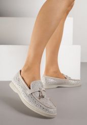 Szare Mokasyny z Cyrkoniami i Ozdobami Distantsteam. Szare mokasyny damskie Renee, z jeansu. Za 99.99 zł.