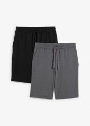 Bermudy dresowe (2 szt.). Szare szorty męskie bonprix, bez wzorów, z dresówki. Za 112.99 zł.