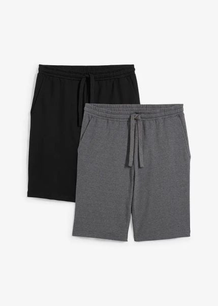 Bermudy dresowe (2 szt.). Szare szorty męskie bonprix, bez wzorów, z dresówki. Za 112.99 zł.