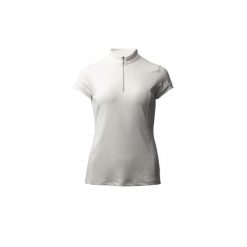 Kobiece T-shirt treningowy z zamkiem Horze Mina. Białe t-shirty damskie HORZE, bez wzorów, z materiału, bez kołnierzyka. Za 152.50 zł.