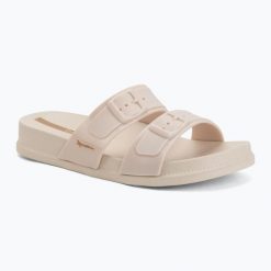 Klapki damskie Ipanema Leme Slide. Brązowe klapki damskie Ipanema, bez wzorów, z materiału, bez obcasa. Za 109.99 zł.