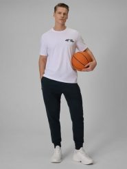 4F Spodnie dresowe joggery męskie - czarne L. Niebieskie spodnie dresowe męskie 4f, bez wzorów, z dresówki. Za 149.99 zł.