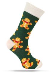 Świąteczne Skarpetki - Alties - Ciastek, Zielone Tło. Zielone skarpetki męskie Alties, bez wzorów, z bawełny. Za 19.90 zł.
