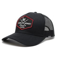 Czapka Trucker - 5 Paneli / Z recyklingu / Jeden rozmiar (Czarny). Szare czapki męskie SURF MONKEY, z aplikacjami. Za 159.95 zł.