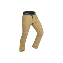 Spodnie turystyczne SH500 x-Warm męskie. Brązowe spodnie materiałowe męskie QUECHUA, bez wzorów, z elastanu. Za 129.99 zł.