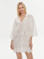 Melissa Odabash Sukienka plażowa Lucy Biały Relaxed Fit. Białe sukienki damskie Melissa Odabash, na plażę, xl, bez wzorów, z bawełny, bez kołnierzyka, bez ramiączek. Za 1,329.00 zł.