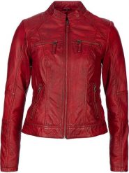7eleven Skórzana kurtka "Solo" w kolorze czerwonym rozmiar: 46. Czerwone kurtki damskie 7eleven, bez wzorów, z materiału, bez kaptura. Za 434.99 zł.
